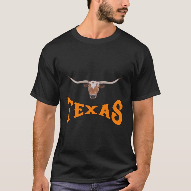 Texas Namn med Longhorn Sr's Head T Shirt (Framsida)