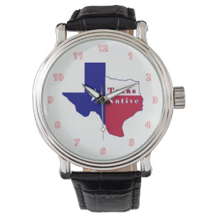 Texas Native Flagga Karta Armbandsur