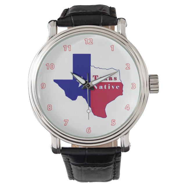 Texas Native Flagga Karta Armbandsur (Framsida)
