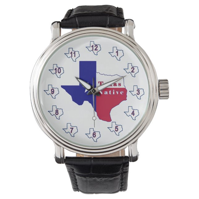 Texas Native Flagga Karta Armbandsur (Framsida)