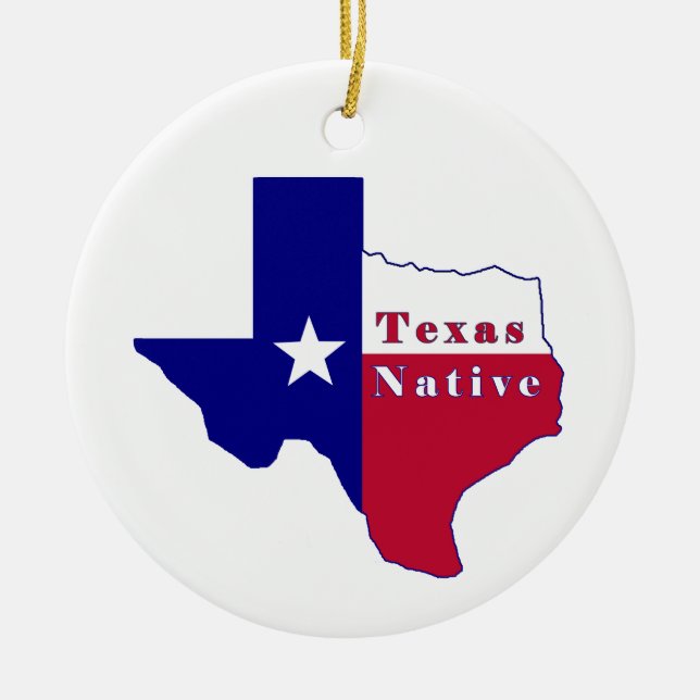 Texas Native Flagga Karta Julgransprydnad Keramik (Framsidan)