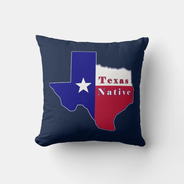Texas Native Flagga Karta Kudde (Framsida)