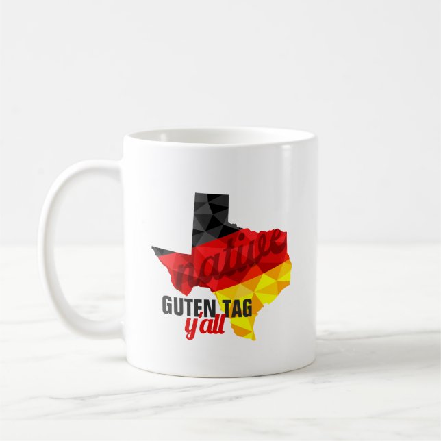 Texas Native Polygon German Flagga Kaffemugg (Vänster)