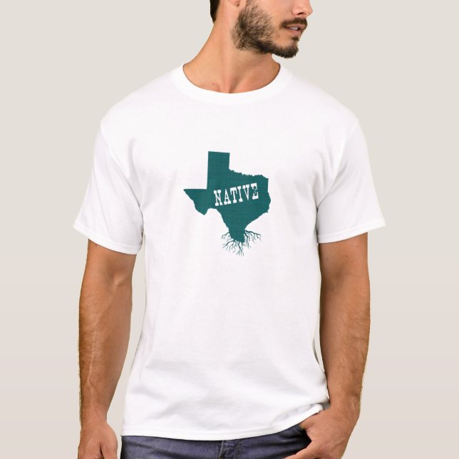 Texas Native Roots State Silhouette Karta Shape T-shirt (Framsida)