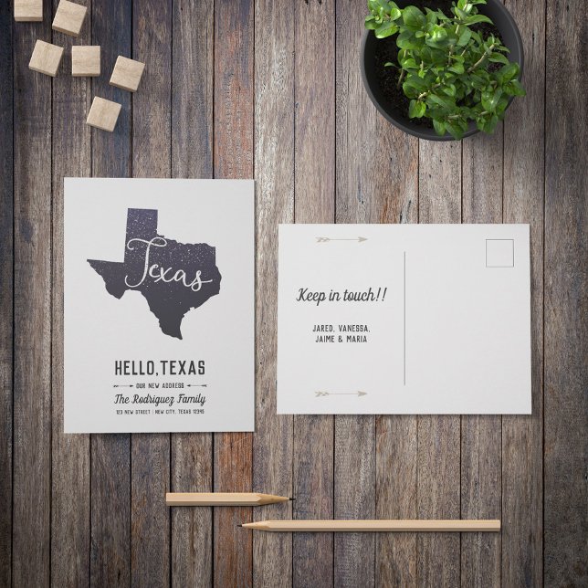 Texas Night Stars State Shape Flytta Announcement Meddelande Vykort (Skapare uppladdad)