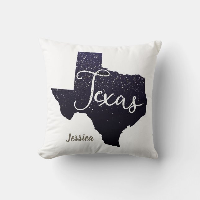 Texas Night Stars State Shape Kudde (Framsida)