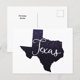 Texas Night Stars State Shape Postcard Vykort