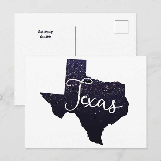 Texas Night Stars State Shape Postcard Vykort (Fram/baksida)