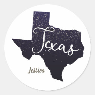 Texas Night Stars State Shape Runt Klistermärke