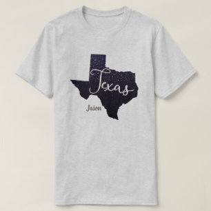 Texas Night Stars State Shape T Shirt