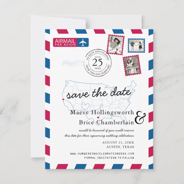 Texas Norra Kalifornien Flygpost Spara datumet (Framsida)