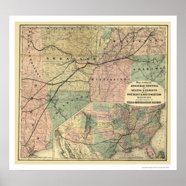 Texas & Northeast Railroad Karta 1872 Poster (Framsidan)