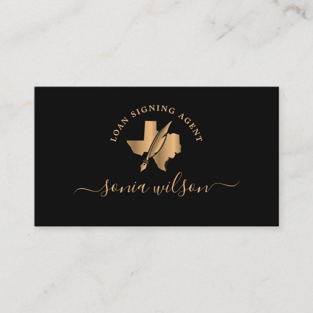 Texas Notary Loan Signing Agent Modern Typography Visitkort (Framsida)