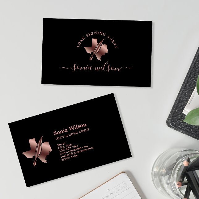 Texas Notary Loan Signing Agent Modern Typography Visitkort (Skapare uppladdad)