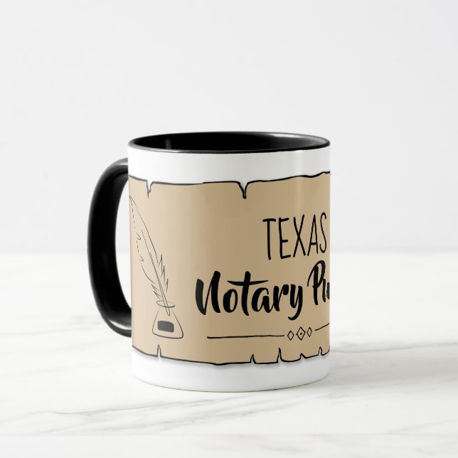 Texas Notary Public Rulla Feather Quill Mugg (Framsida vänster)