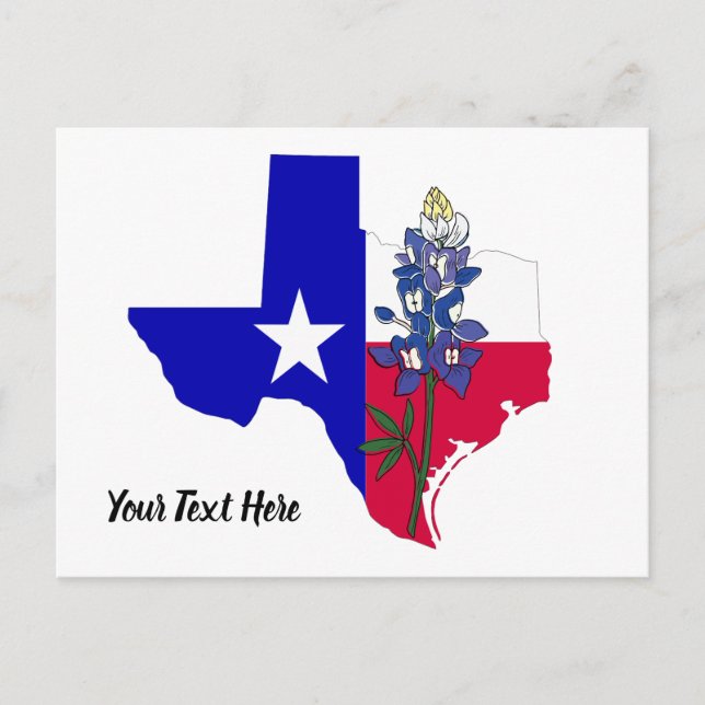 Texas och Bluebonnet Postcard Vykort (Framsida)