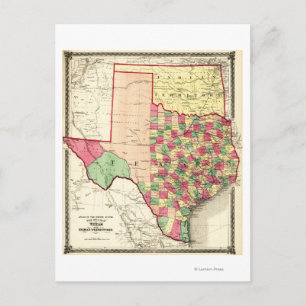 Texas och Indian TerritoryPanoramic Karta Vykort
