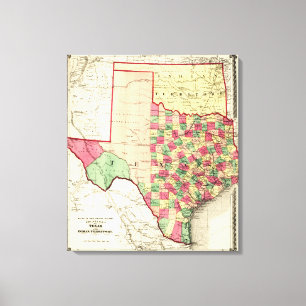 Texas och indisk TerritoryPanoramic karta Canvastryck