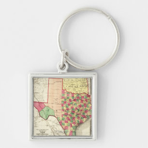Texas och indisk TerritoryPanoramic karta Fyrkantig Silverfärgad Nyckelring