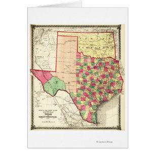 Texas och indisk TerritoryPanoramic karta Hälsningskort