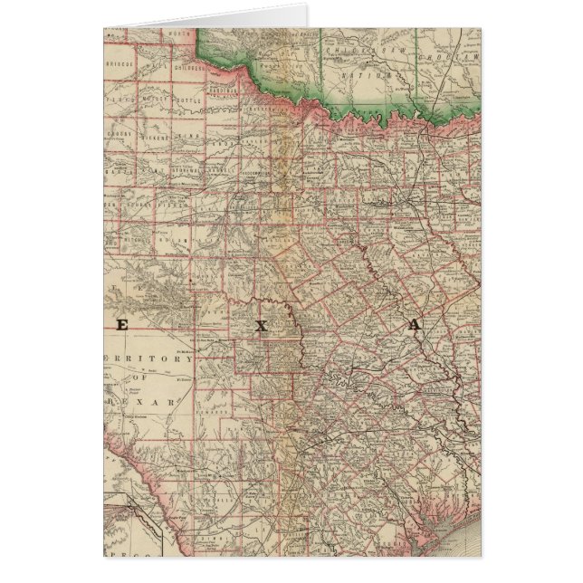 Texas och Indiska territoriet Hälsningskort (Framsidan)
