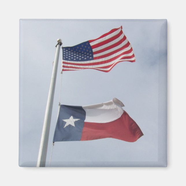 Texas och United Stater Flagga Square Magnet (Framsidan)
