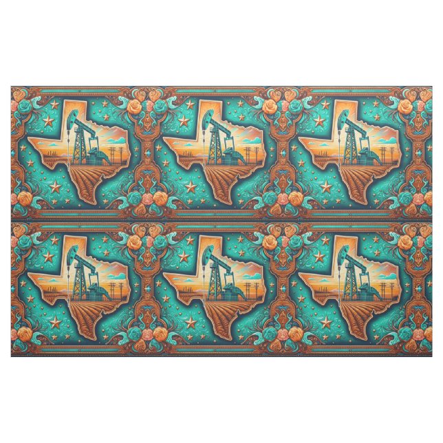 Texas Oil Gas Drilling Pump Jack Fabric Tyg (Fat Quarter)