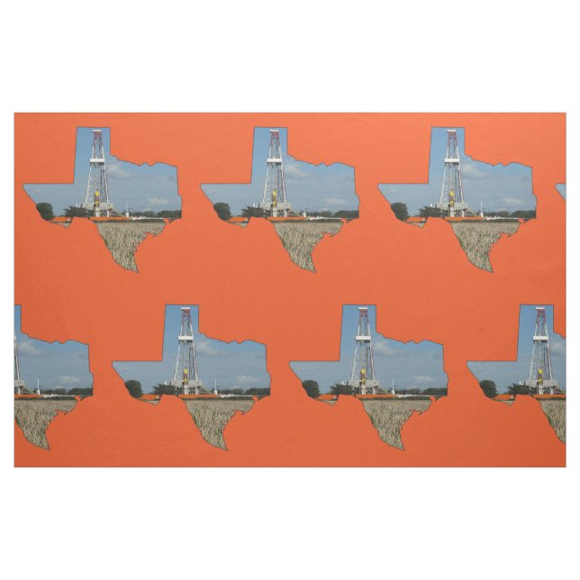Texas Oil Gas Rig Print Fabric 9-tums Square Tyg (Fat Quarter)
