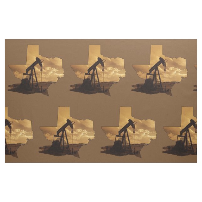 Texas Oil Pump Jack Print Fabric 9-tums Square Tyg (Fat Quarter)