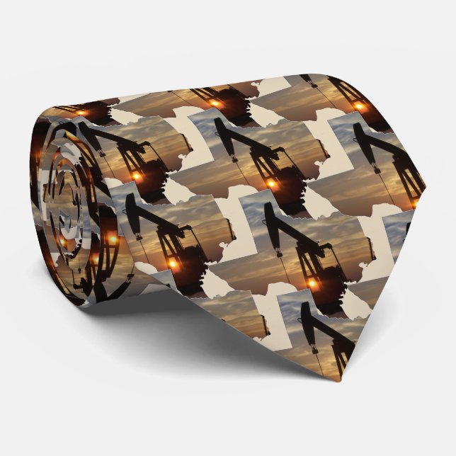 Texas olja pumpar jacken på solnedgången slips (Rullad)