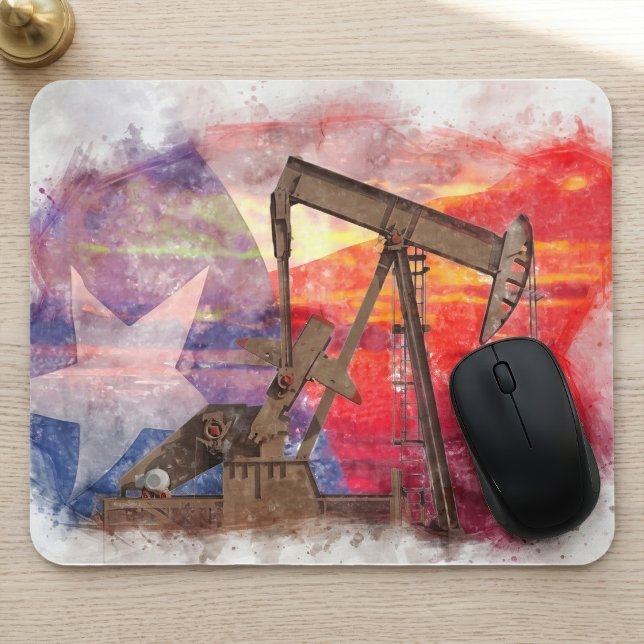 Texas Oljepump: Ensam Stjärna Statens Kulturarv Ko Musmatta (Texas Oil Pumpjack: Lone Star State Heritage Art. Mouse Pad)