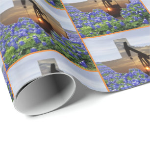 Texas Oljepump-Jack vid solnedgången på blåtbon Presentpapper