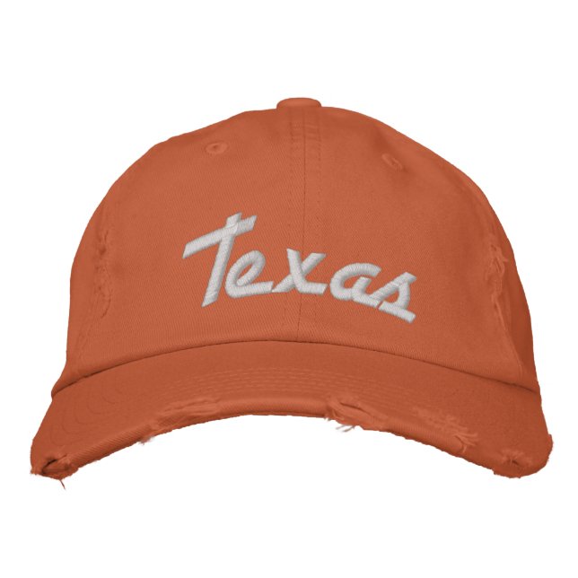 Texas Orange Vintage Stil Distress Broderad Keps (Framsida)