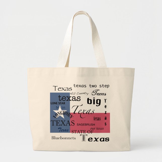 Texas Ord-Cloud-with Texas Flagga Jumbo Tygkasse (Framsidan)
