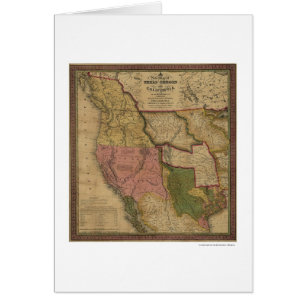 Texas, Oregon & Kalifornien karta - 1846 Hälsningskort