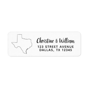 Texas påstår den enkla moderna svart returadress etikett