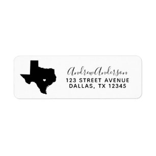 Texas påstår den enkla moderna svart returadress etikett