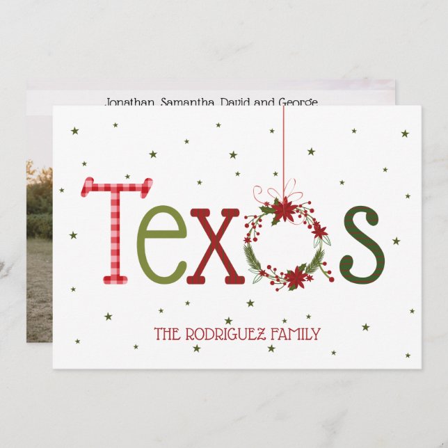 Texas Patterned Brev och Poinsettia Wandeans Julkort (Fram/baksida)