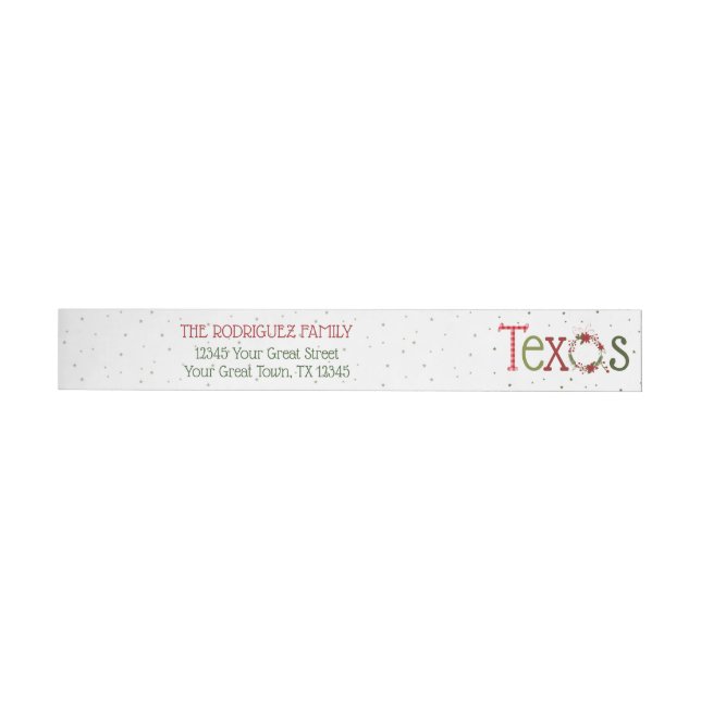 Texas Patterned Letters and Poinsettia Wreath Etikettband (Individual)