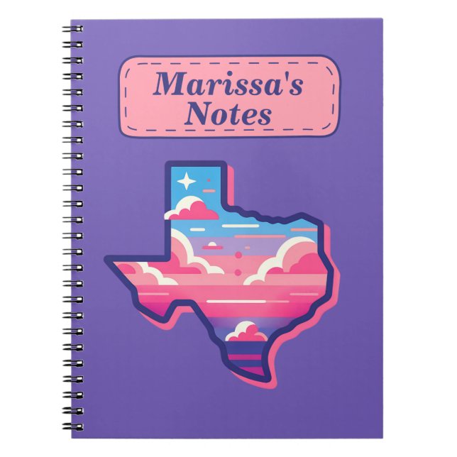 Texas Pink and Blue Cotton Candy Skies Anteckningsbok (Framsidan)