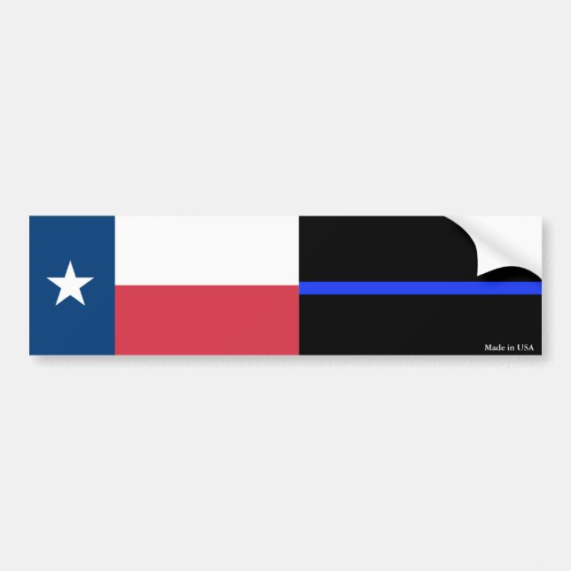 Texas & Police Thin Blue Line Flagga Bumper Sticke Bildekal (Framsidan)