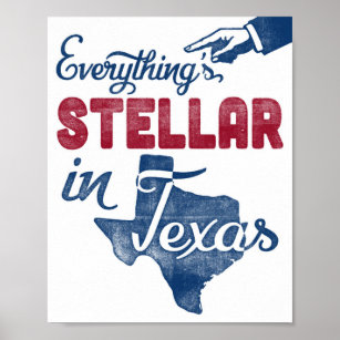Texas Poster Funny Red White Blue State Print