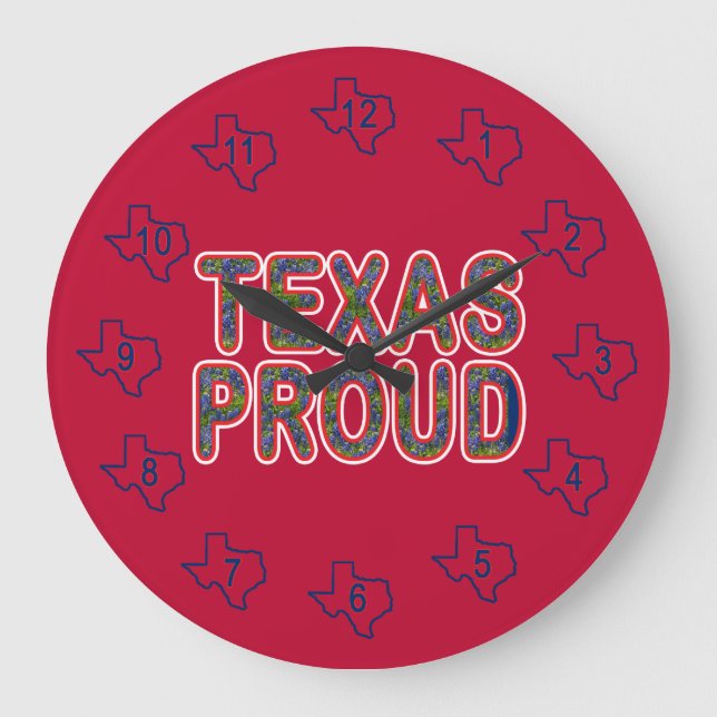 Texas Proud Bluebonnet Stor Klocka (Framsida)