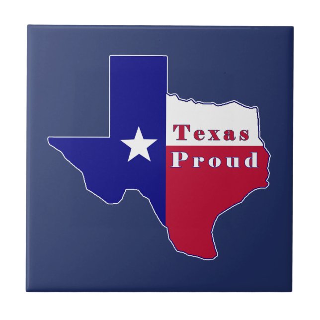 Texas Proud Flagga Karta Kakelplatta (Framsidan)