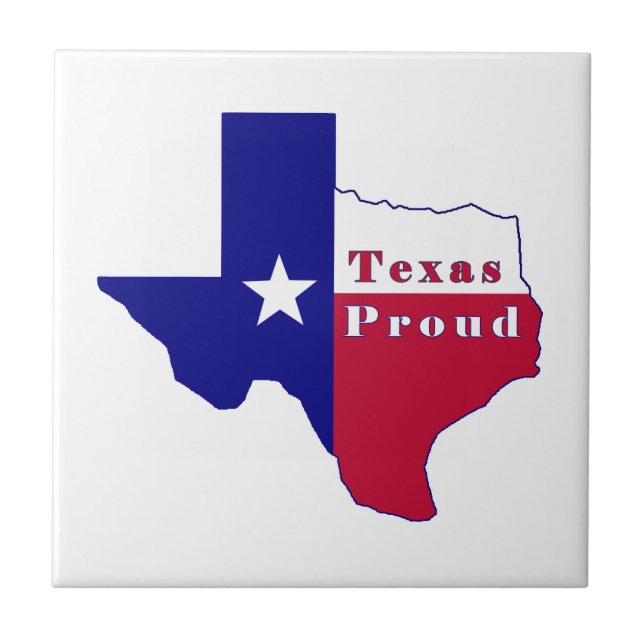 Texas Proud Flagga Karta Kakelplatta (Framsidan)