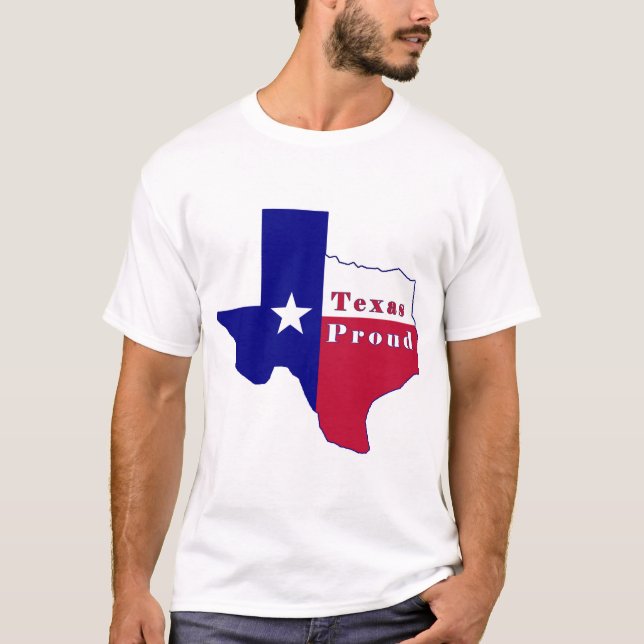Texas Proud Flagga Karta T Shirt (Framsida)
