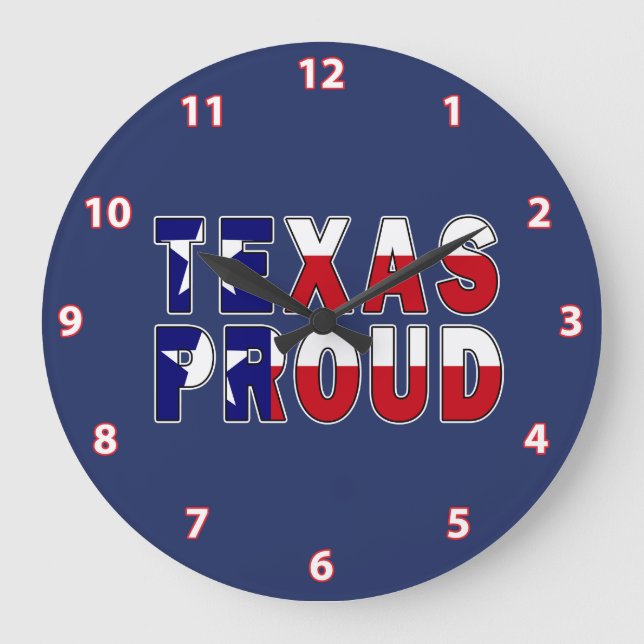 Texas Proud Flagga Stor Klocka (Framsida)