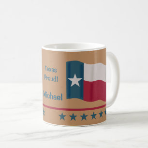 Texas Proud Lone Star Flagga Namn Personlig Kaffemugg