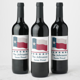 Texas Proud Long Star Flagga Personlig Vinflaska Etikett