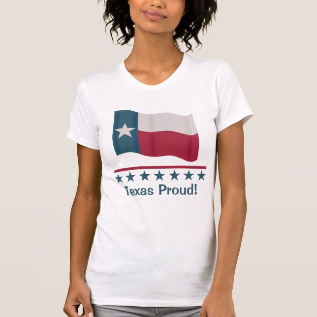 Texas Proud Wave Long Star Texan Flagga T Shirt (Framsida)